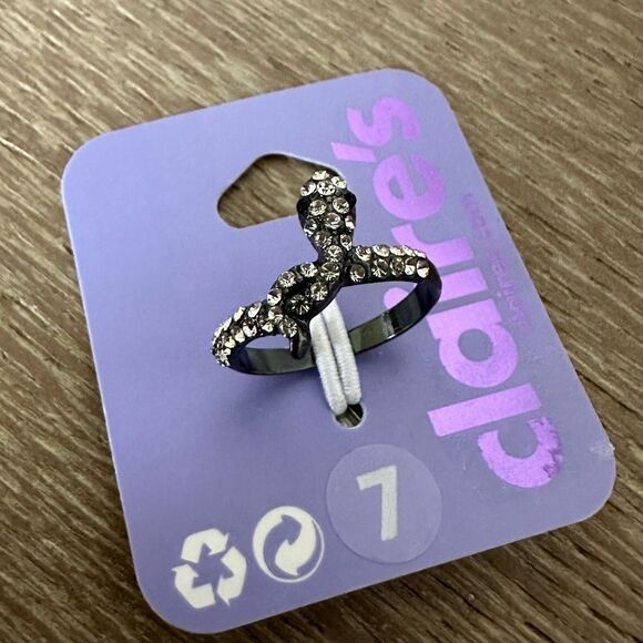 Crystal Snake Wrap Gunmetal Claire’s Halloween Ring - Picture 2 of 6